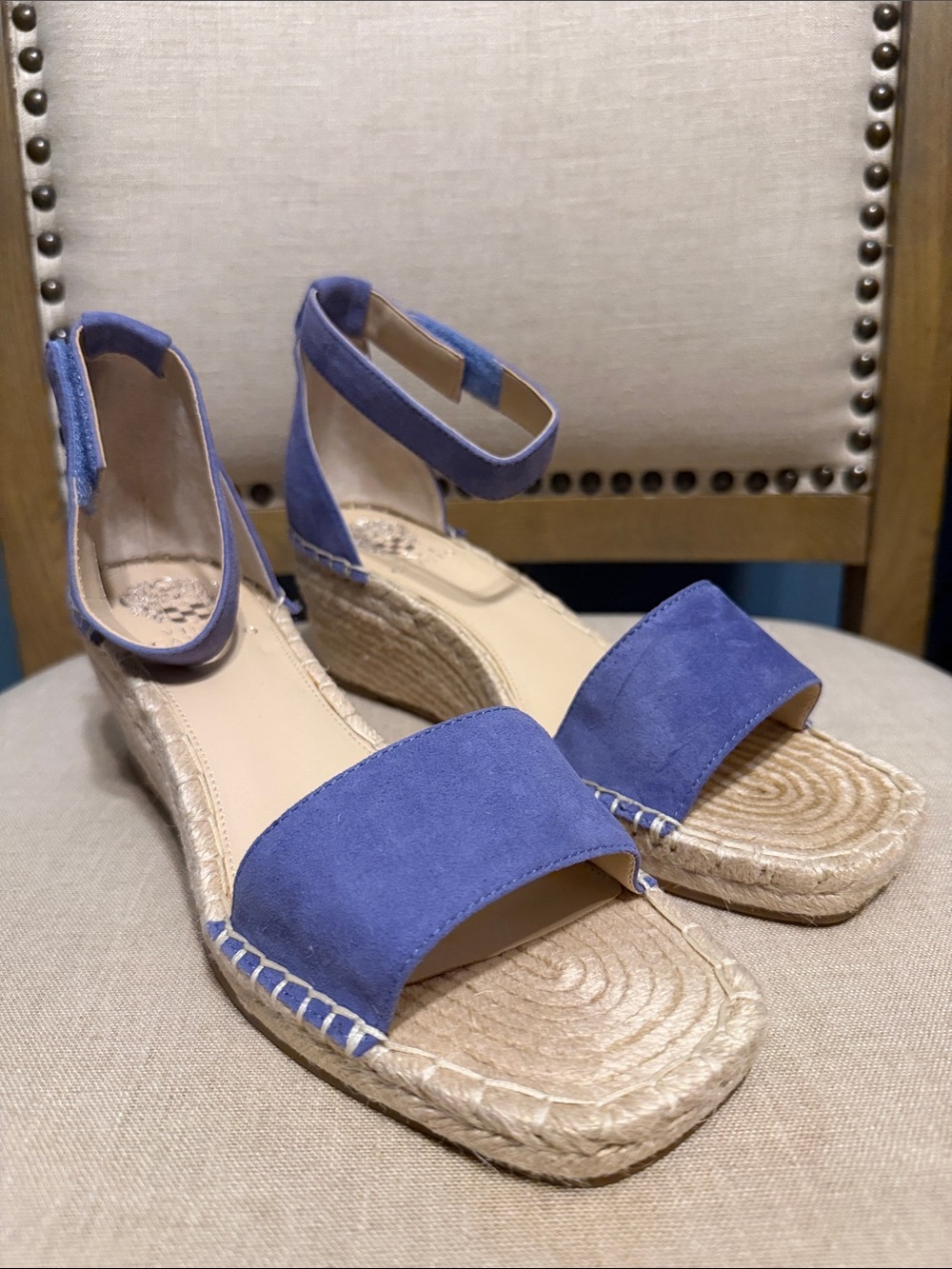 Vince Camuto Periwinkle Suede Ankle-Strap Espadrille Sandals Size 9W